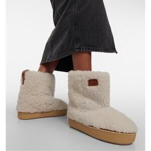 Isabel Marant Frieze Sherpa Fur Boot in Ecru White Size EU 37